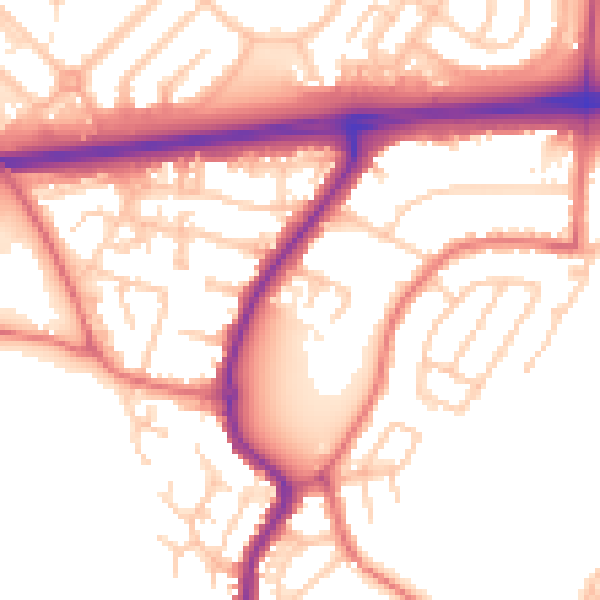 Daytime road noise heatmap for WA11 9LR
