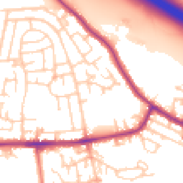 Daytime road noise heatmap for WA12 0AZ