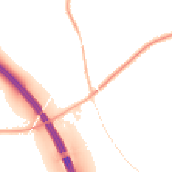 Night-time road noise heatmap for WA12 0JD