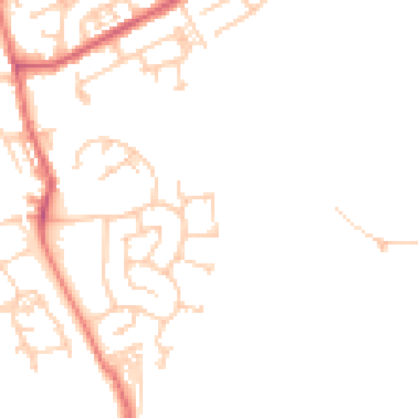 Daytime road noise heatmap for WA12 8NS