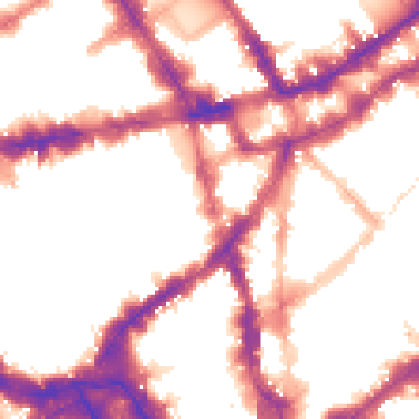 Night-time road noise heatmap for WC2H 0DT