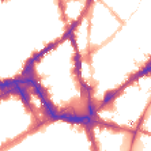 Night-time road noise heatmap for WC2H 0ET
