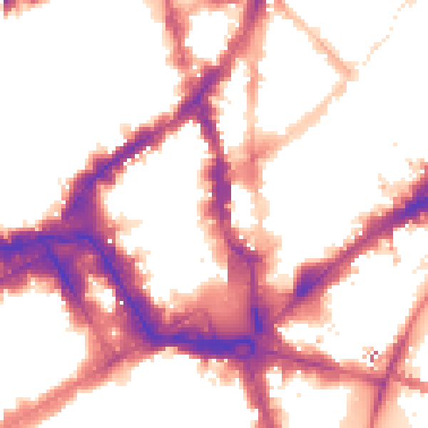 Night-time road noise heatmap for WC2H 0QE