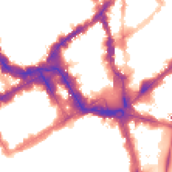 Night-time road noise heatmap for WC2H 7ER