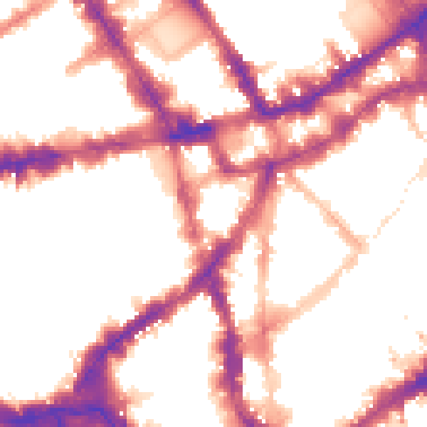 Night-time road noise heatmap for WC2H 8DG