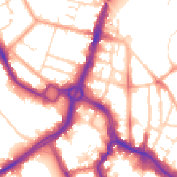 Daytime road noise heatmap for WD17 1BQ