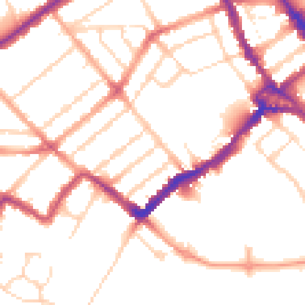 Daytime road noise heatmap for WD18 0AJ