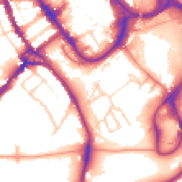 Daytime road noise heatmap for WD18 0AX