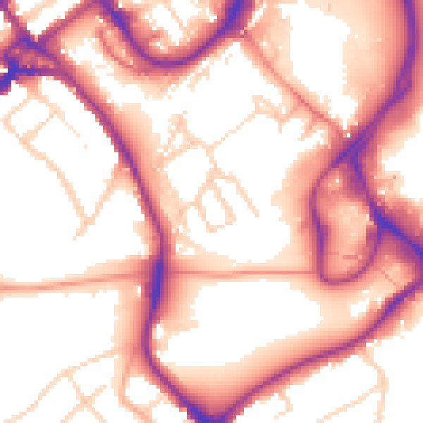 Daytime road noise heatmap for WD18 0BB