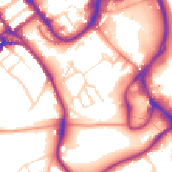 Daytime road noise heatmap for WD18 0BF