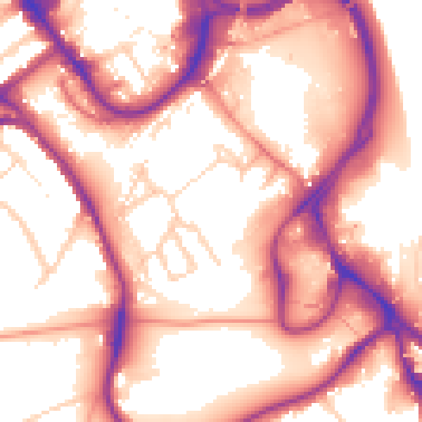 Daytime road noise heatmap for WD18 0BT