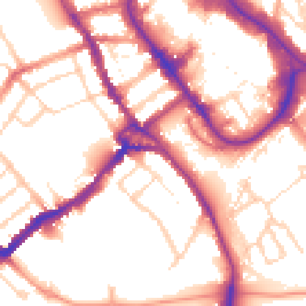 Daytime road noise heatmap for WD18 0DQ