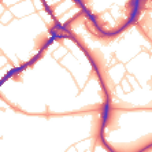Daytime road noise heatmap for WD18 0DW