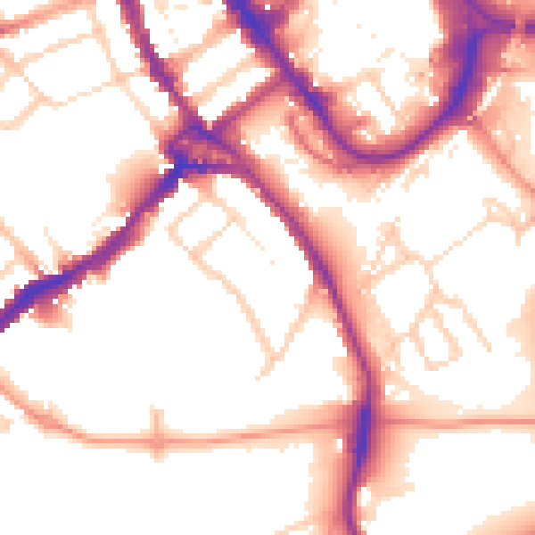 Daytime road noise heatmap for WD18 0DX