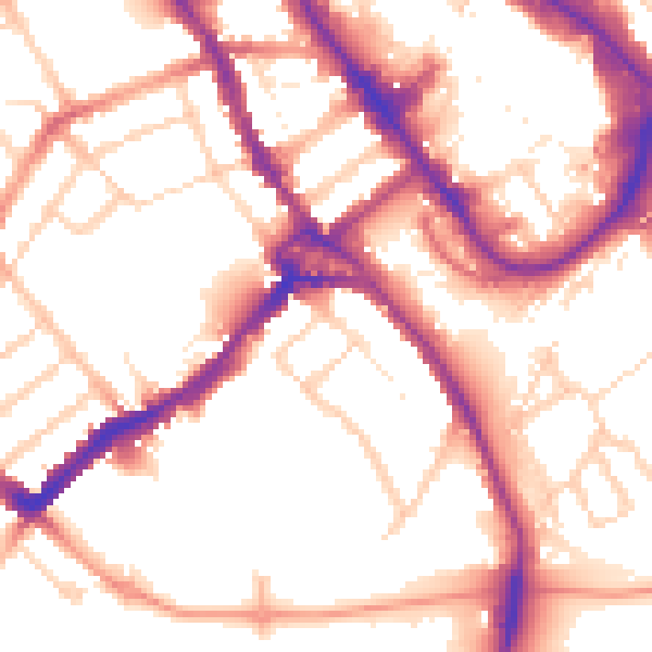Daytime road noise heatmap for WD18 0EA