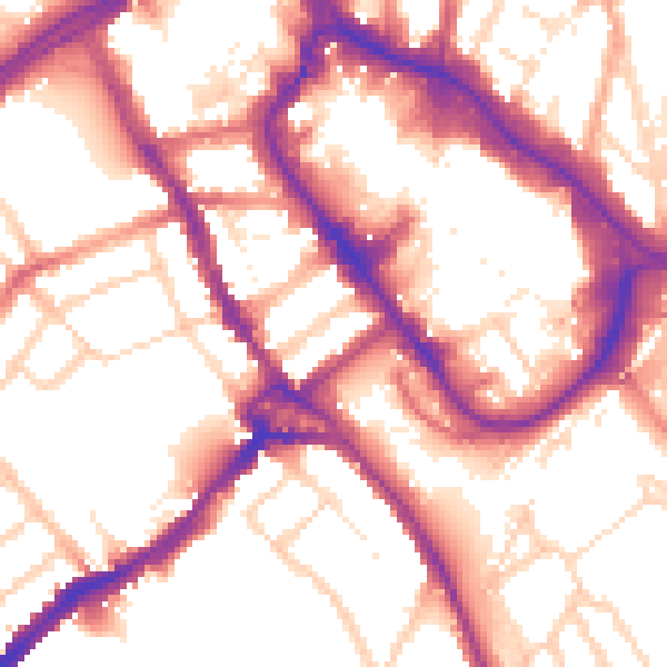 Daytime road noise heatmap for WD18 0EF