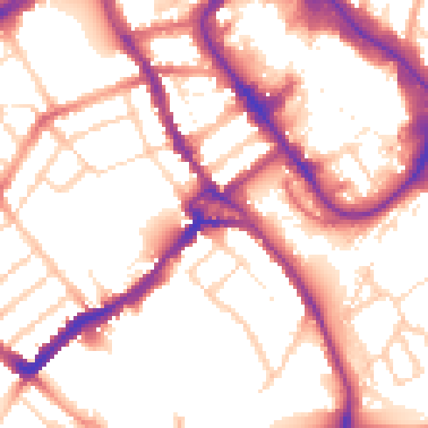 Daytime road noise heatmap for WD18 0EH