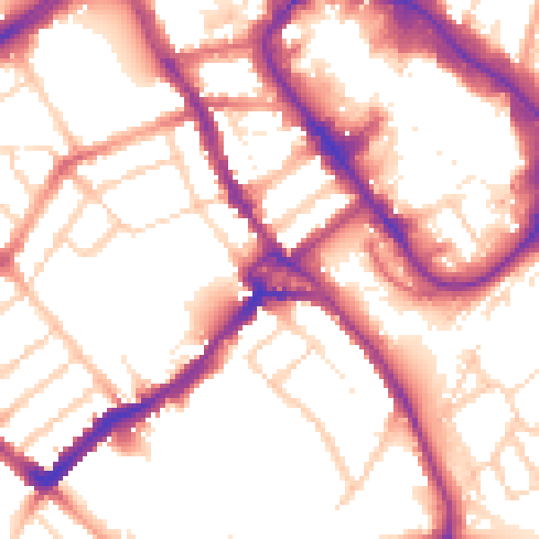 Daytime road noise heatmap for WD18 0EJ