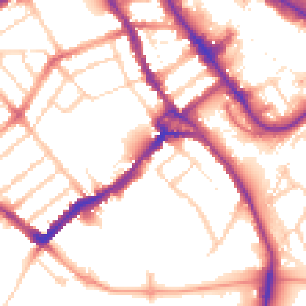 Daytime road noise heatmap for WD18 0EN