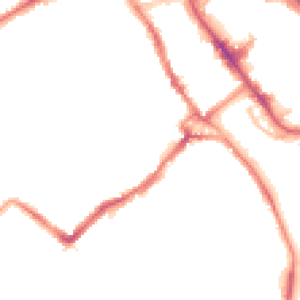 Night-time road noise heatmap for WD18 0ET