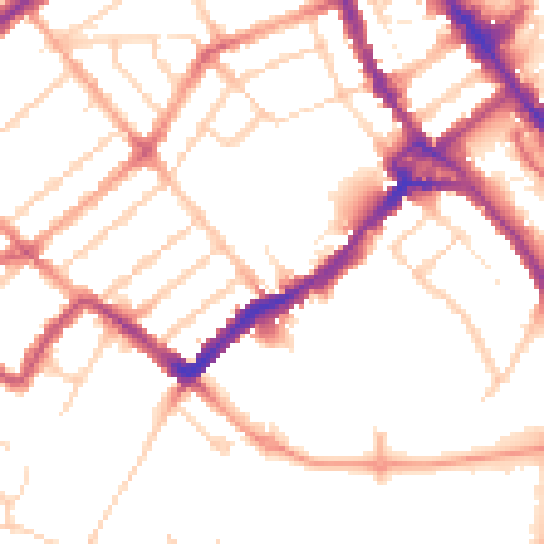 Daytime road noise heatmap for WD18 0EX