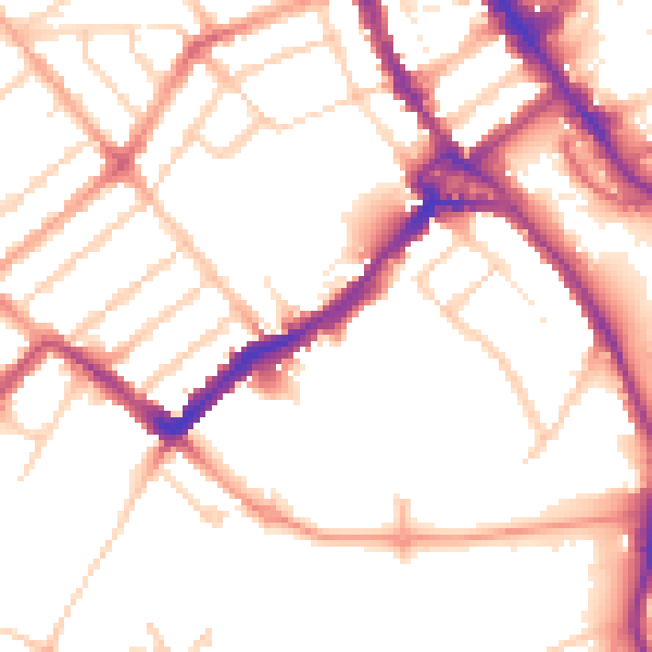 Daytime road noise heatmap for WD18 0GN