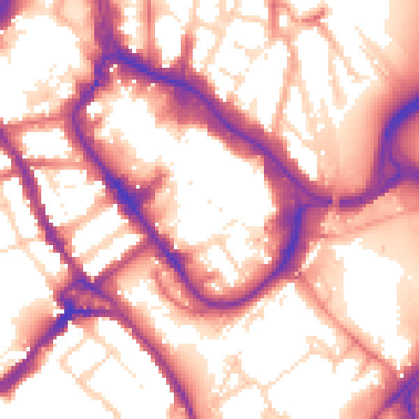 Daytime road noise heatmap for WD18 0GR