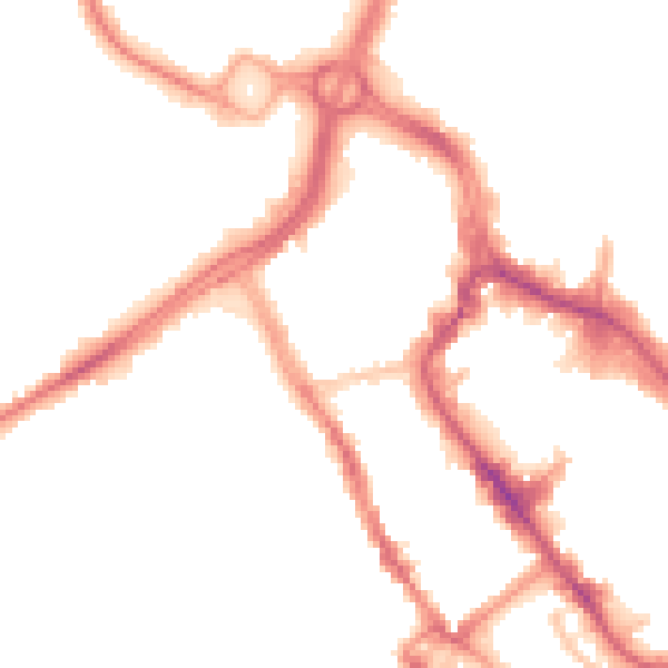 Night-time road noise heatmap for WD18 0JZ