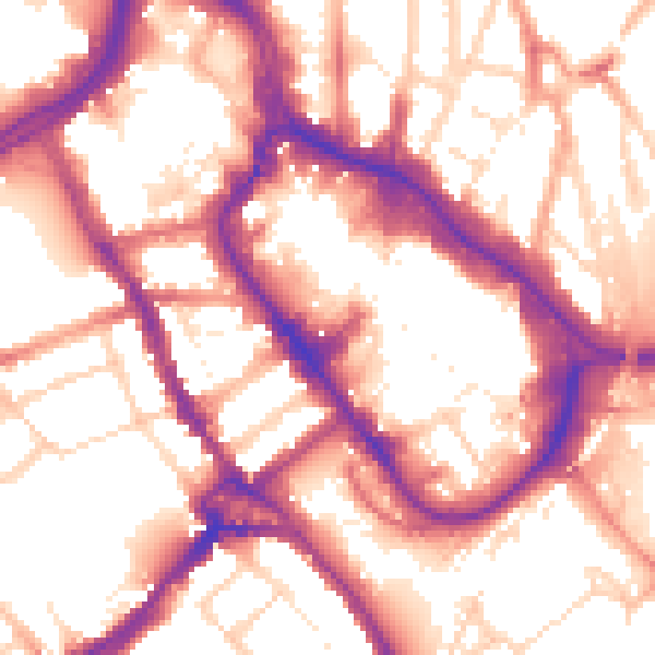 Daytime road noise heatmap for WD18 0PA