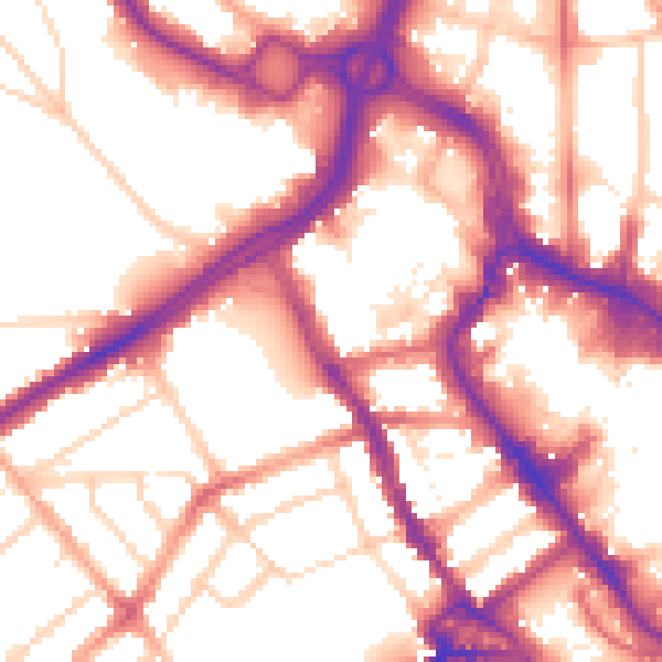 Daytime road noise heatmap for WD18 0QR