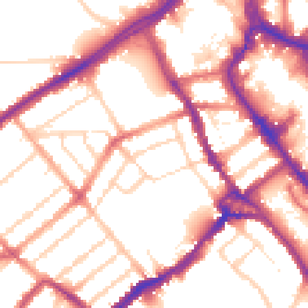Daytime road noise heatmap for WD18 0RG