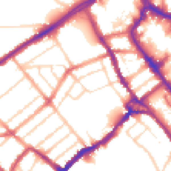 Daytime road noise heatmap for WD18 0RN