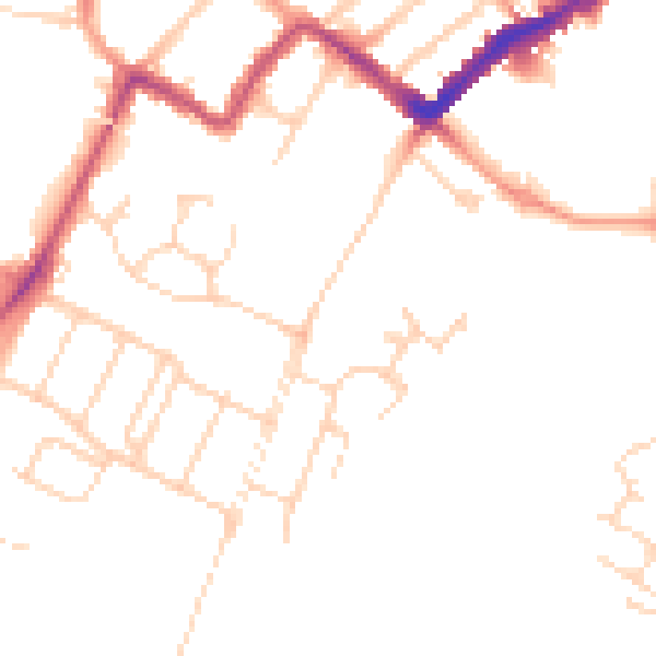 Daytime road noise heatmap for WD18 6AB