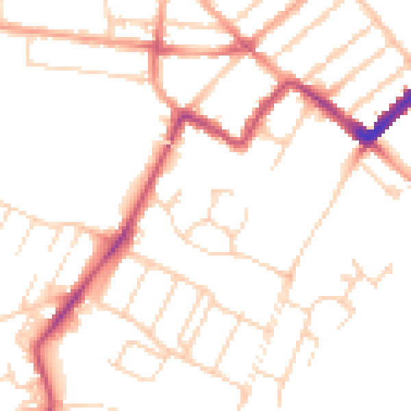 Daytime road noise heatmap for WD18 6GF