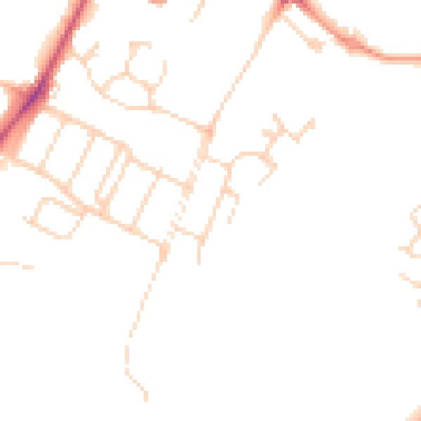 Daytime road noise heatmap for WD18 6JQ