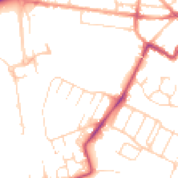 Daytime road noise heatmap for WD18 6NZ