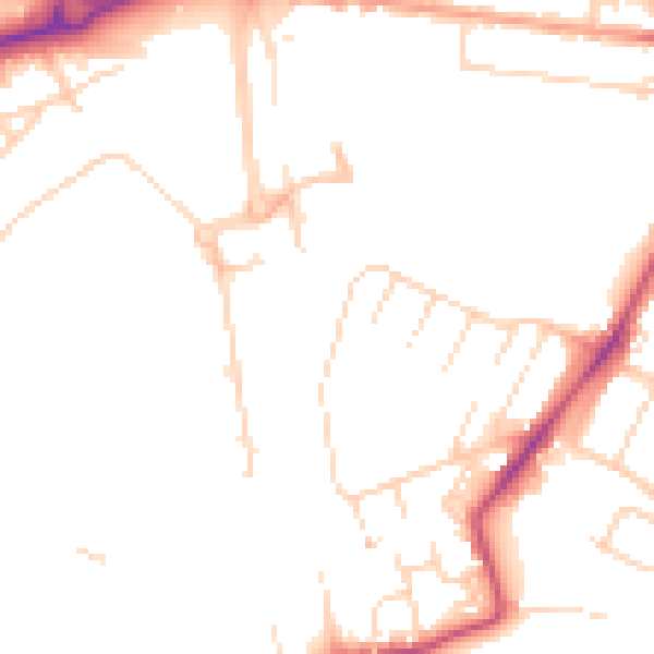 Daytime road noise heatmap for WD18 6PG