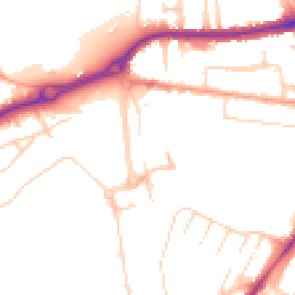 Daytime road noise heatmap for WD18 8AX