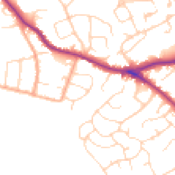 Daytime road noise heatmap for WD23 1AN