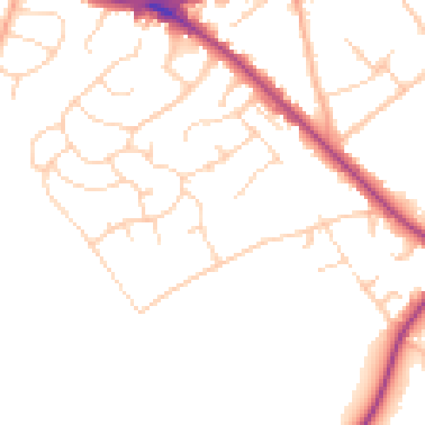 Daytime road noise heatmap for WD23 1HE