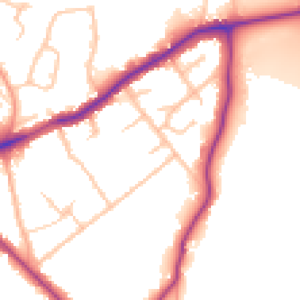 Daytime road noise heatmap for WD23 1PE