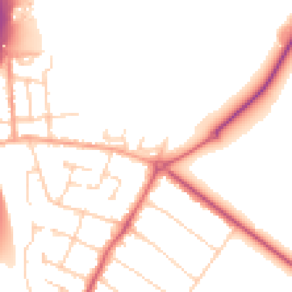 Daytime road noise heatmap for WD23 2HW