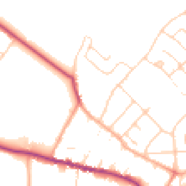 Daytime road noise heatmap for WD23 3AS