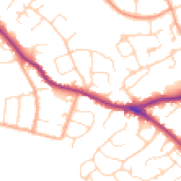 Daytime road noise heatmap for WD23 4FY
