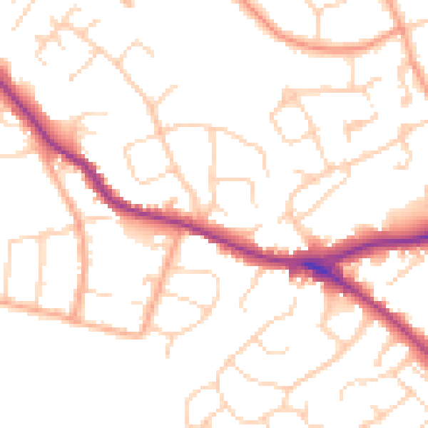 Daytime road noise heatmap for WD23 4FZ
