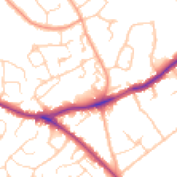 Daytime road noise heatmap for WD23 4JD