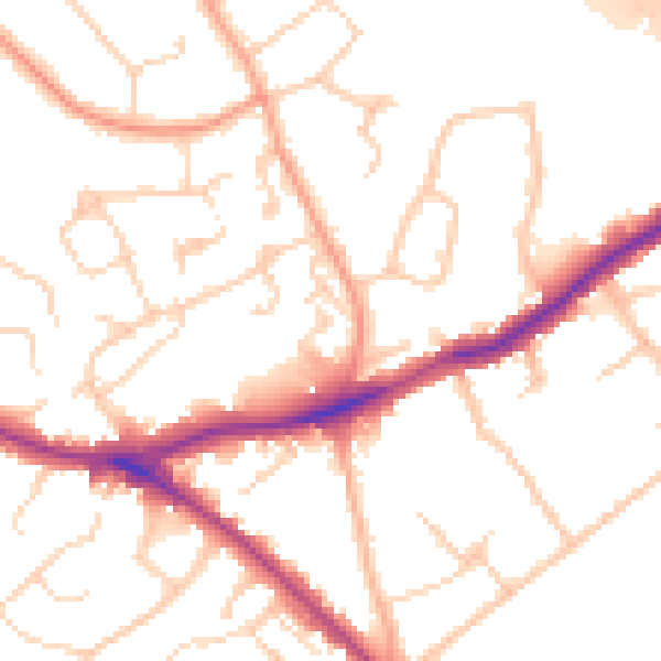 Daytime road noise heatmap for WD23 4JP
