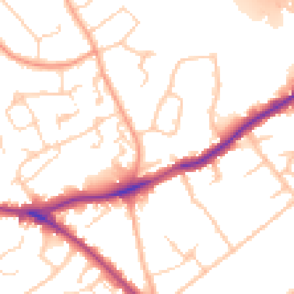 Daytime road noise heatmap for WD23 4JS