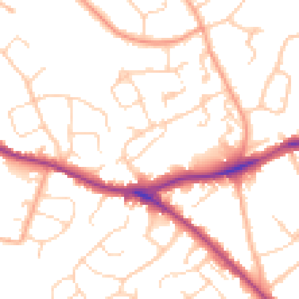 Daytime road noise heatmap for WD23 4JZ