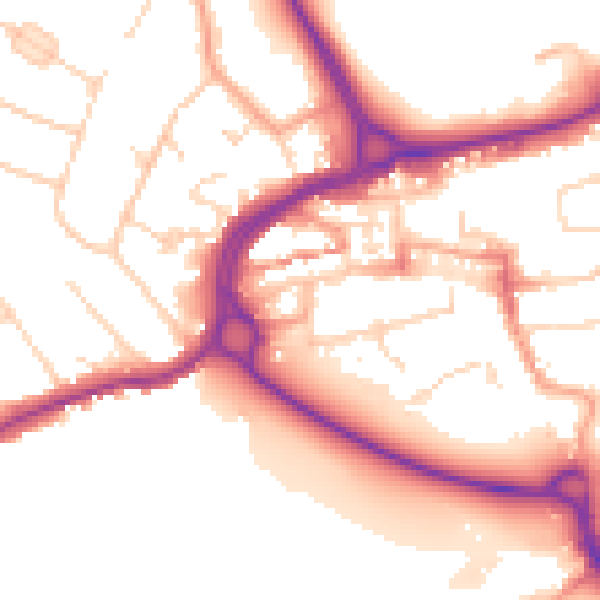 Daytime road noise heatmap for WD3 1BR